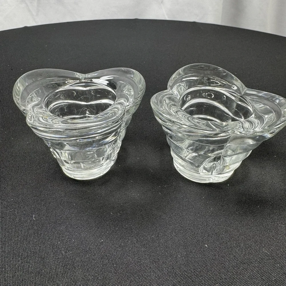 Italian Clear Crystal‎ Votive Candle Holders Set Of 2